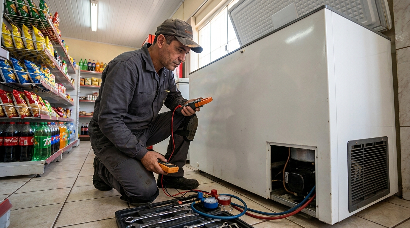 Reparo na placa eletrônica do freezer em Suzano‑SP